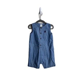 Carters Romper Outfit Baby Boys 24M Blue Sailboat Denim Sleeveless One Piece